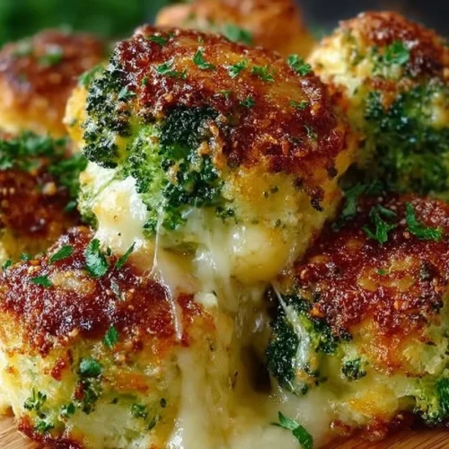 Crispy broccoli and cheddar cheese bites served on a plate