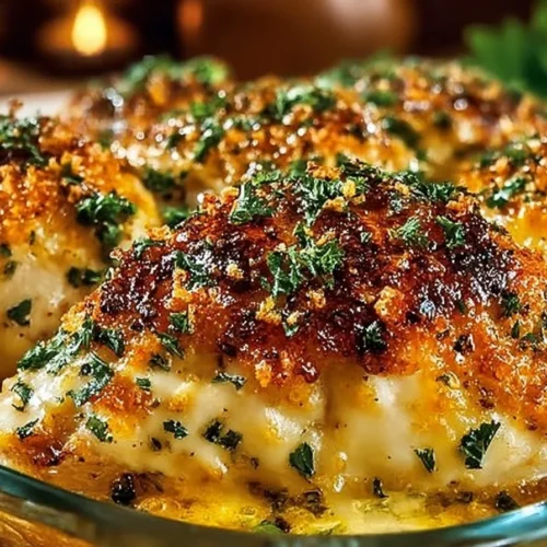Delicious easy baked ranch chicken served on a plate with herbs.