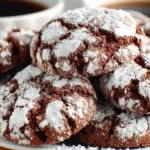 Delicious homemade mocha chocolate crinkle cookies on a baking tray.