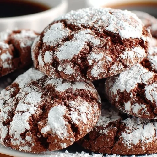 Delicious homemade mocha chocolate crinkle cookies on a baking tray.