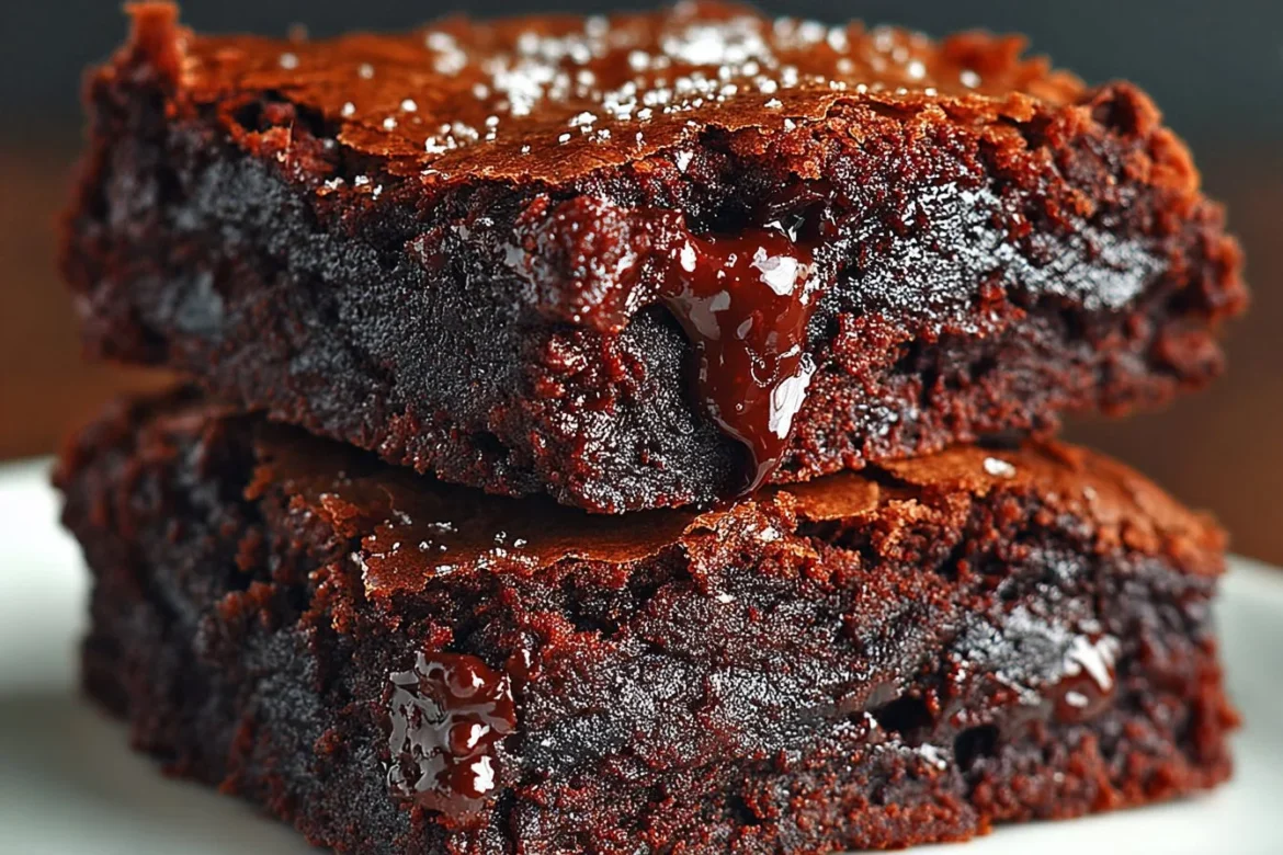 Delicious fudgy brownies on a plate, rich chocolate dessert