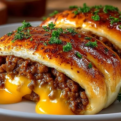 Delicious garlic butter beef cheeseburger rollups served on a plate