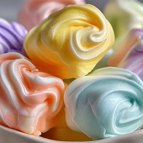 Homemade saltwater taffy rolls in a colorful assortment