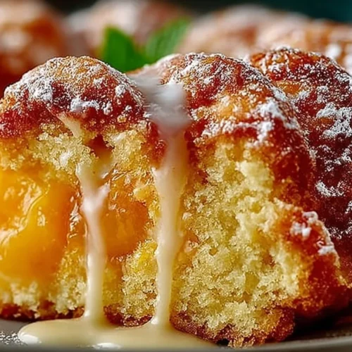 Delicious summer peach cake topped with fresh slices and whipped cream