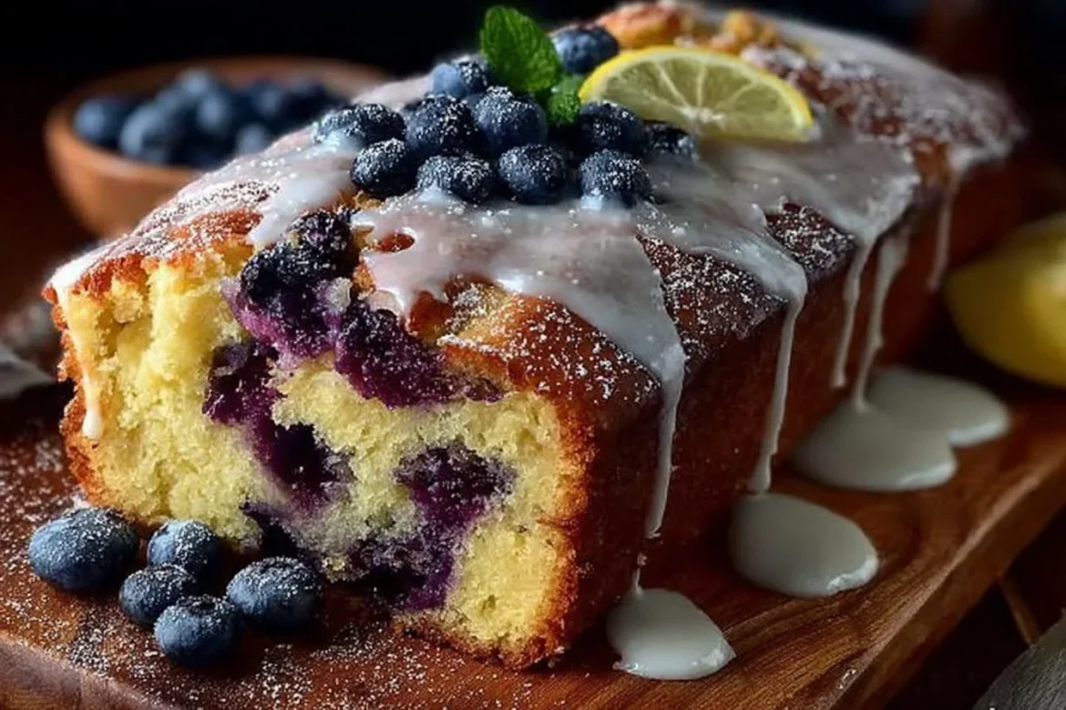 Moist Lemon Blueberry Loaf with fresh blueberries and lemon zest