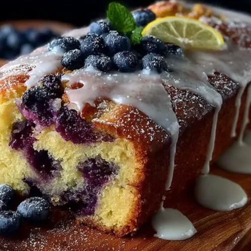 Moist Lemon Blueberry Loaf with fresh blueberries and lemon zest