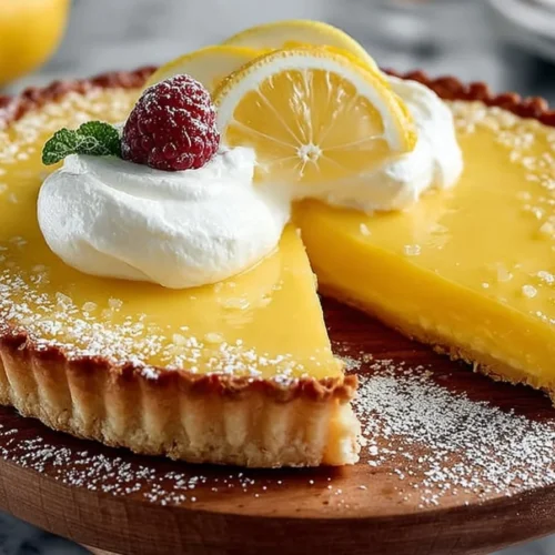 Delicious homemade lemon tart with a golden crust and vibrant lemon filling
