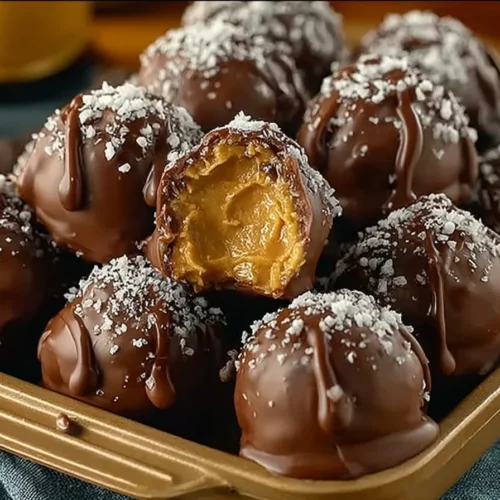 Delicious no-bake peanut butter balls on a plate, perfect snack recipe.