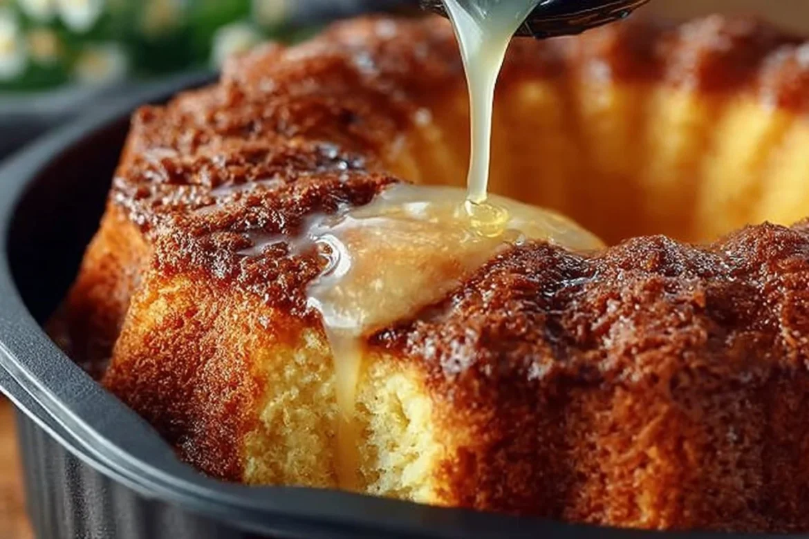 Delicious orange juice cake topped with orange zest and icing