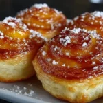 Delicious homemade peach pie cruffins with flaky pastry and peach filling