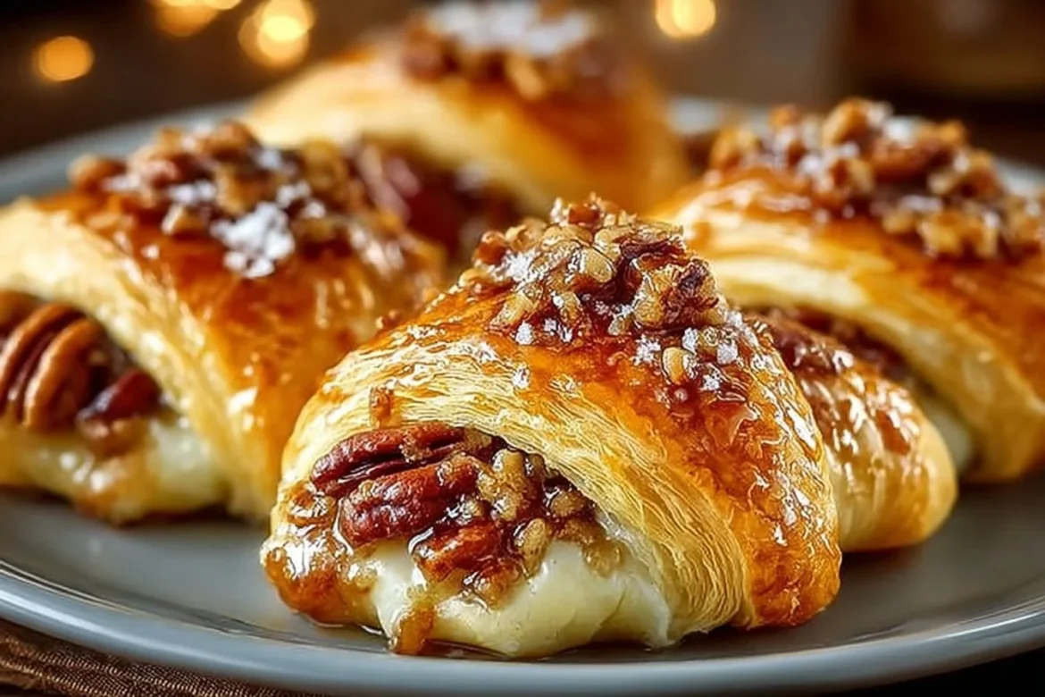 Delicious Pecan Pie Crescents baked to perfection