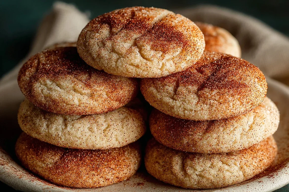 Plate of freshly baked quick and chewy cinnamon sugar cookies