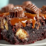 Delicious Rolo Brownies with chocolate and caramel chunks