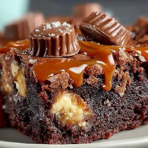 Delicious Rolo Brownies with chocolate and caramel chunks
