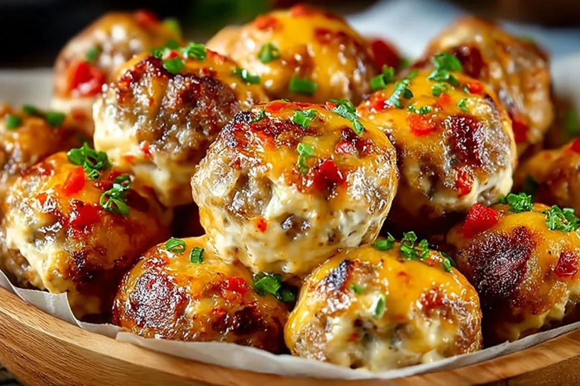 Rotel spiced sausage and cream cheese bites served on a platter