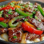 Delicious Chinese pepper steak with onions served on a plate
