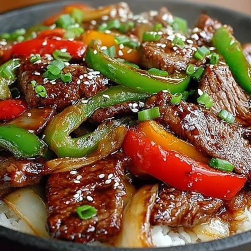 Delicious Chinese pepper steak with onions served on a plate