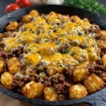 Delicious Sloppy Joe Potato Skillet served in a pan