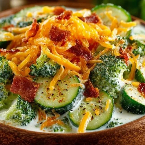 Slow cooker cheesy potato and broccoli soup served in a bowl