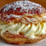Delicious Italian cream puffs with custard filling on a plate