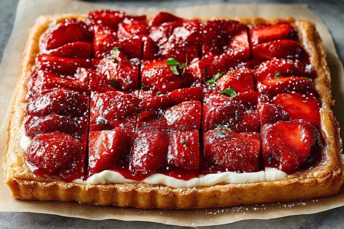 Delicious Strawberry Cream Cheese Tart with fresh strawberries and creamy filling