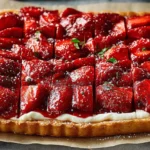 Delicious Strawberry Cream Cheese Tart with fresh strawberries and creamy filling