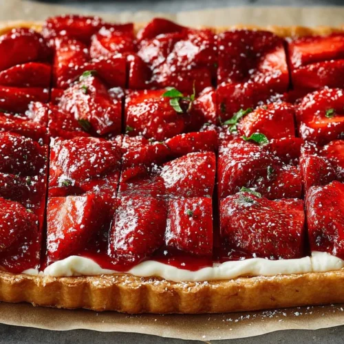 Delicious Strawberry Cream Cheese Tart with fresh strawberries and creamy filling
