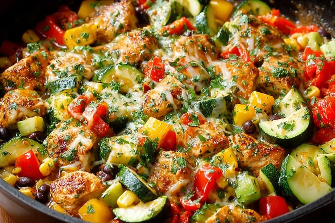 Delicious Tex Mex Chicken and Zucchini dish served on a plate.