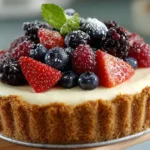 Creamy and delicious no-bake cheesecake topped with fresh berries.
