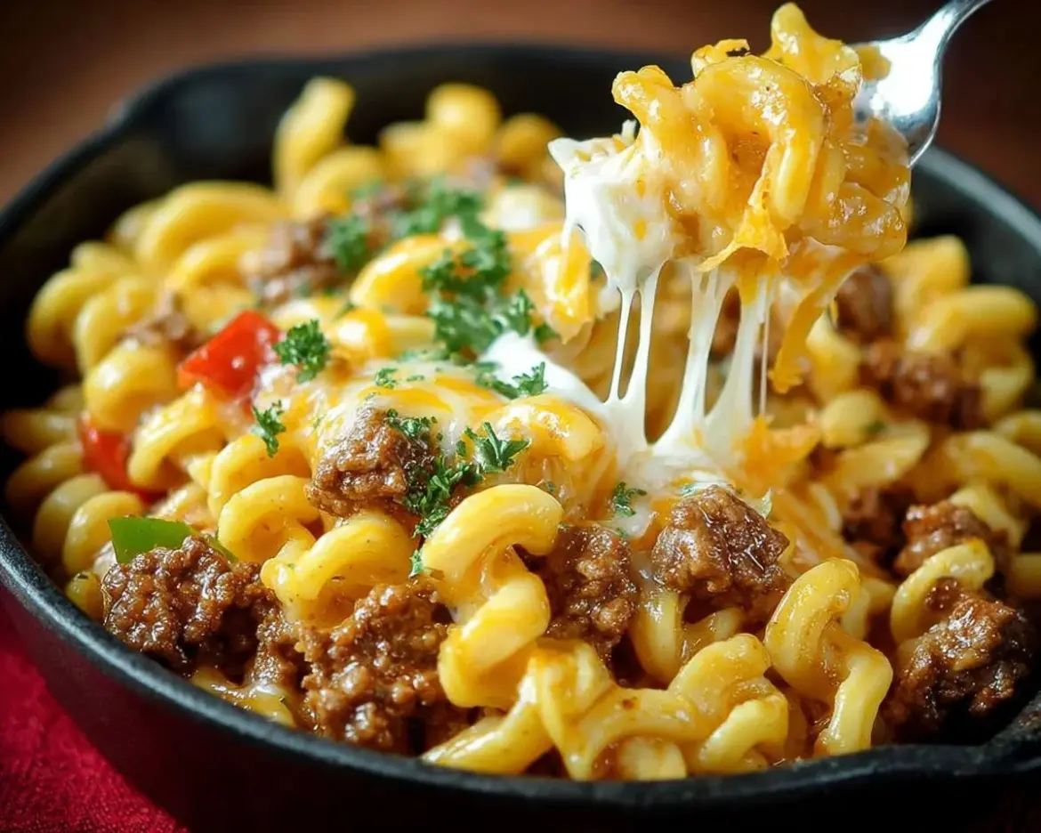 15-minute beef noodle skillet with tender beef and vegetables