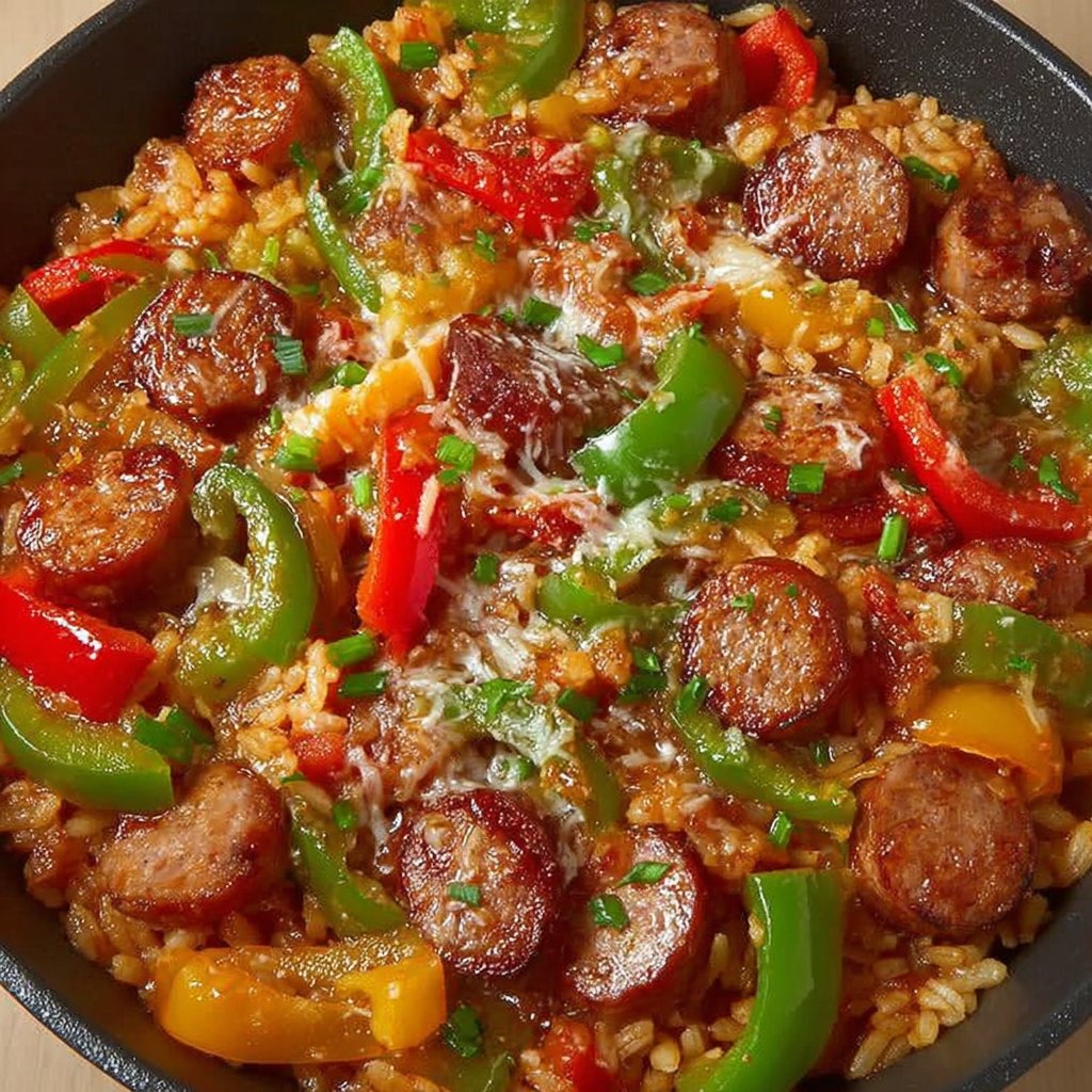 Sausage, Peppers & Rice Skillet