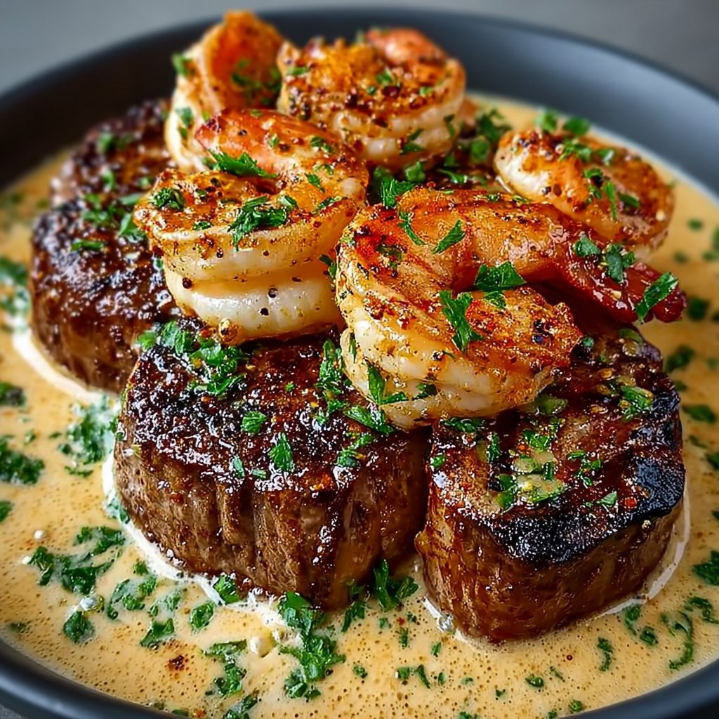 Surf & Turf with Creamy Cajun Shrimp Sauce
