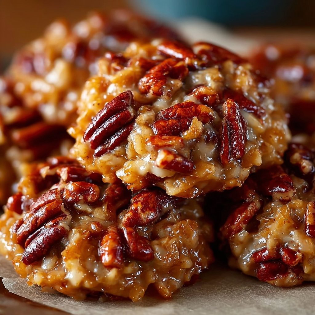 No-Bake Pecan Coconut Praline Cookies