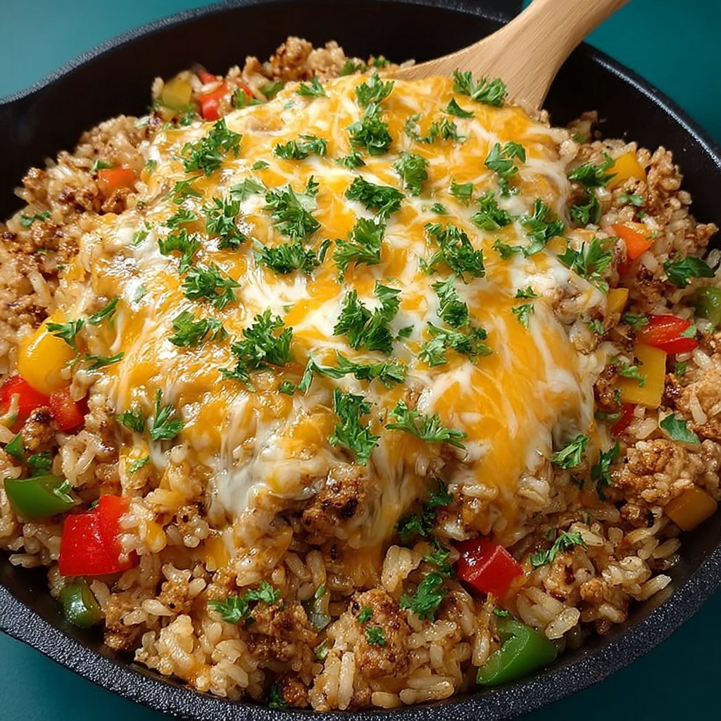 Cheesy Chicken Fajita Rice Skillet