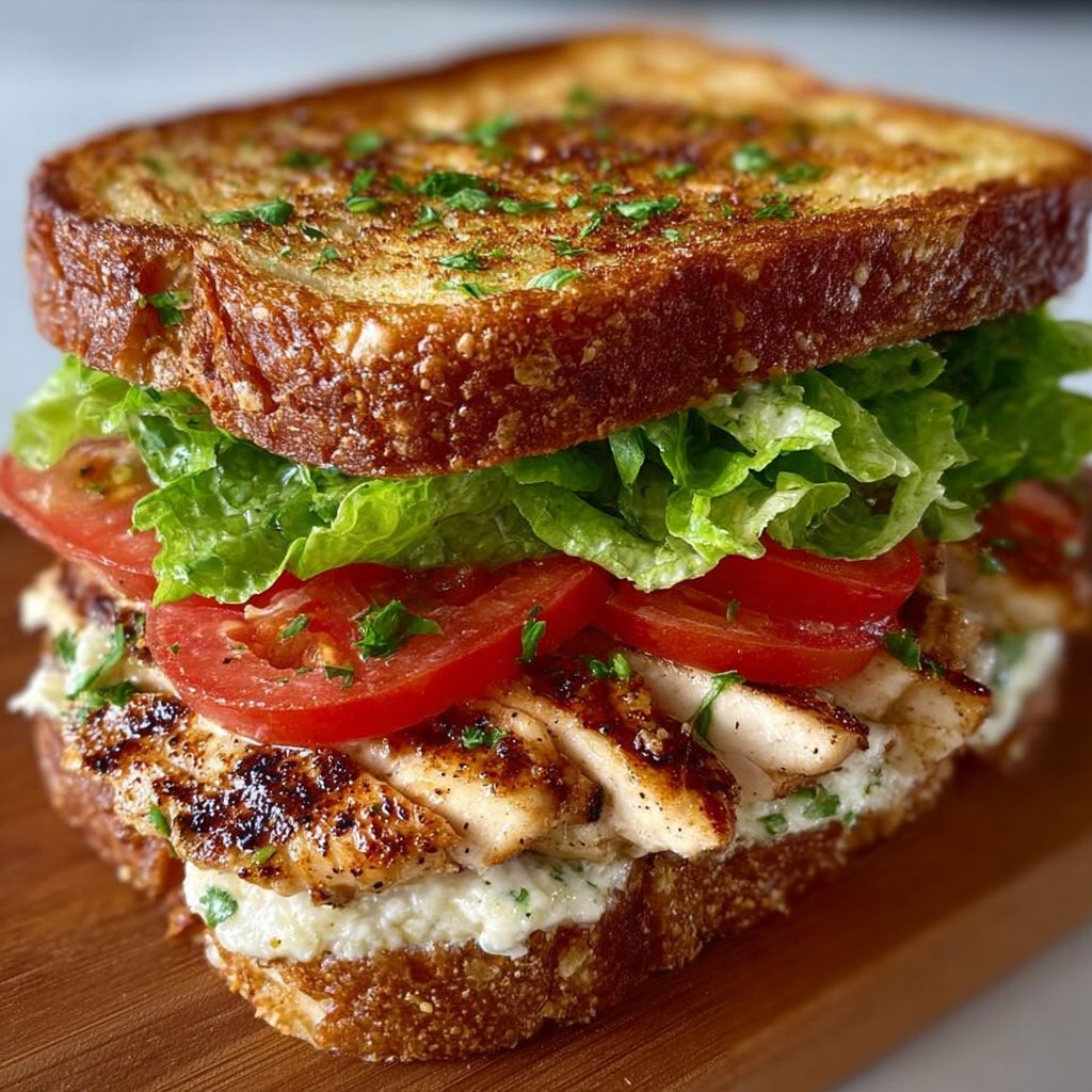 Garlic Butter Lettuce, Tomato & Grilled Chicken Sandwich