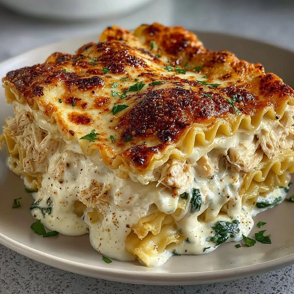 Creamy Chicken Lasagna with White Sauce