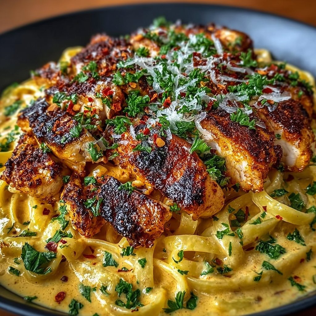 Smoky Cajun Chicken Linguine in Butter Cream Sauce