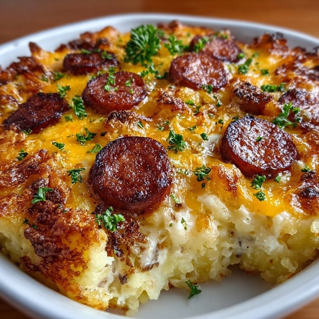 Smoked Sausage & Cheesy Potato Casserole