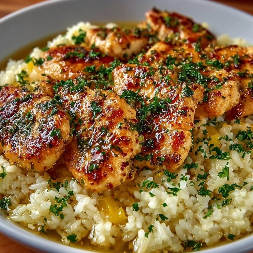 Chicken Scampi with Garlic Parmesan Rice