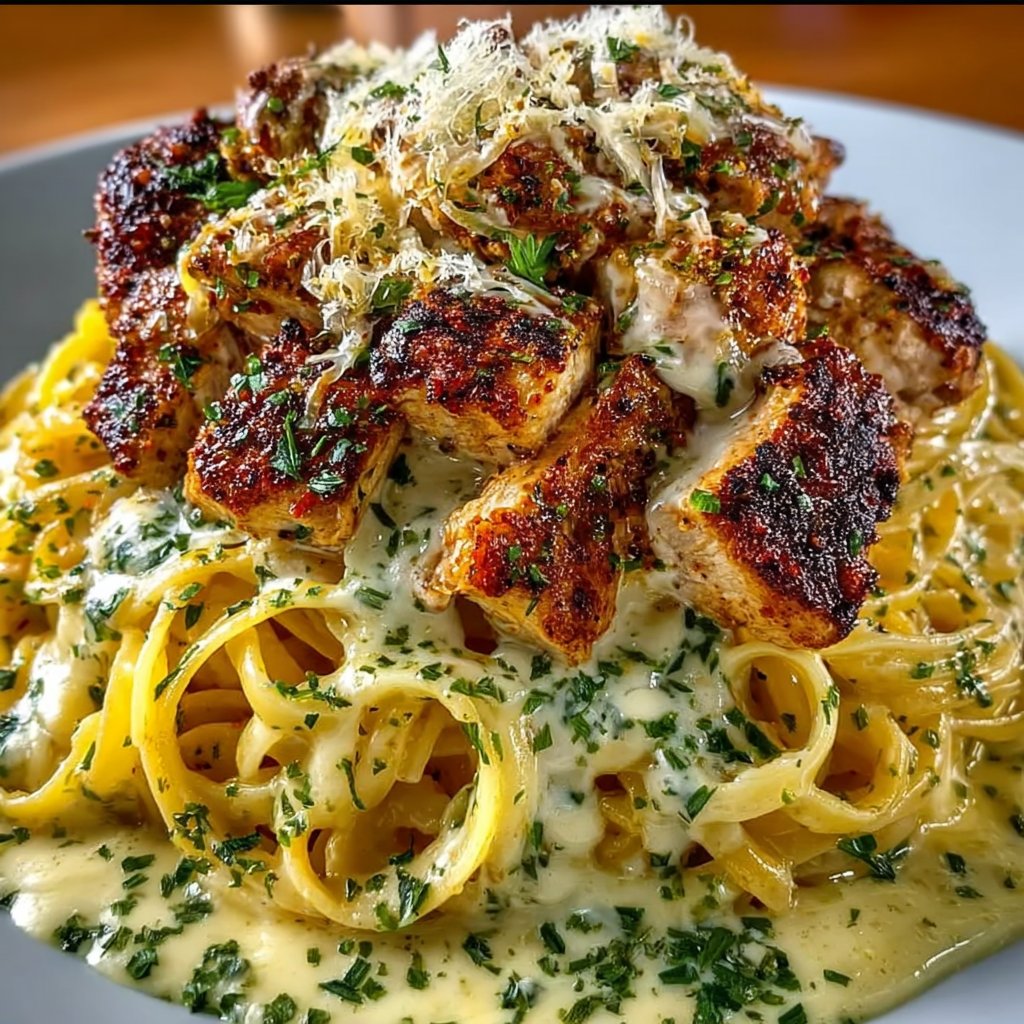 Creamy Cajun Chicken Linguine with Garlic Mozzarella Sauce