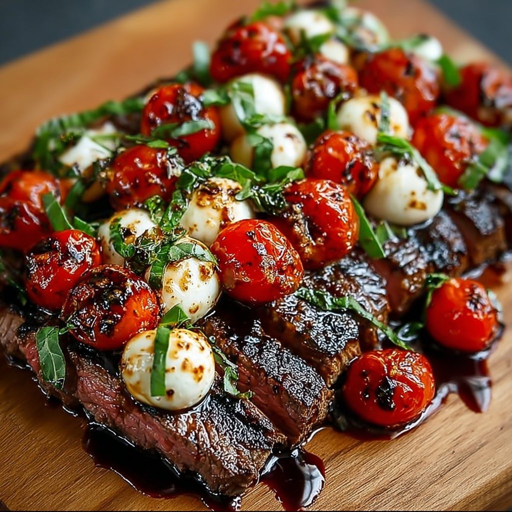 Grilled Steak Caprese with Balsamic Reduction