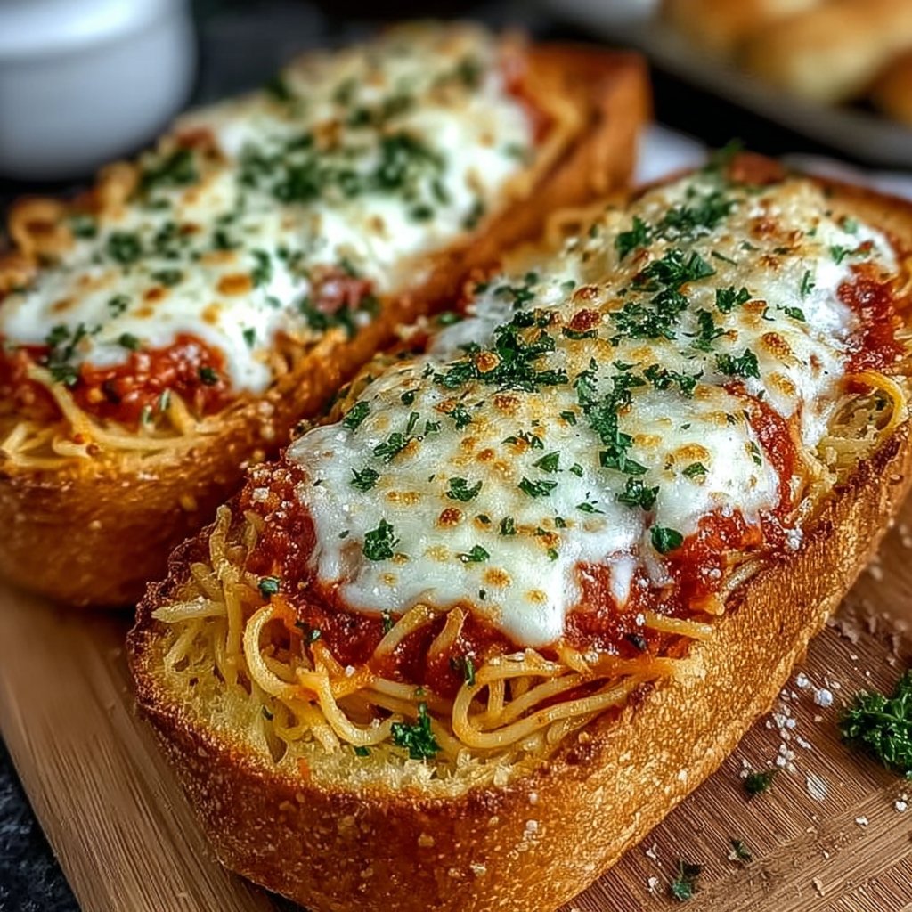Cheesy Spaghetti Garlic Bread