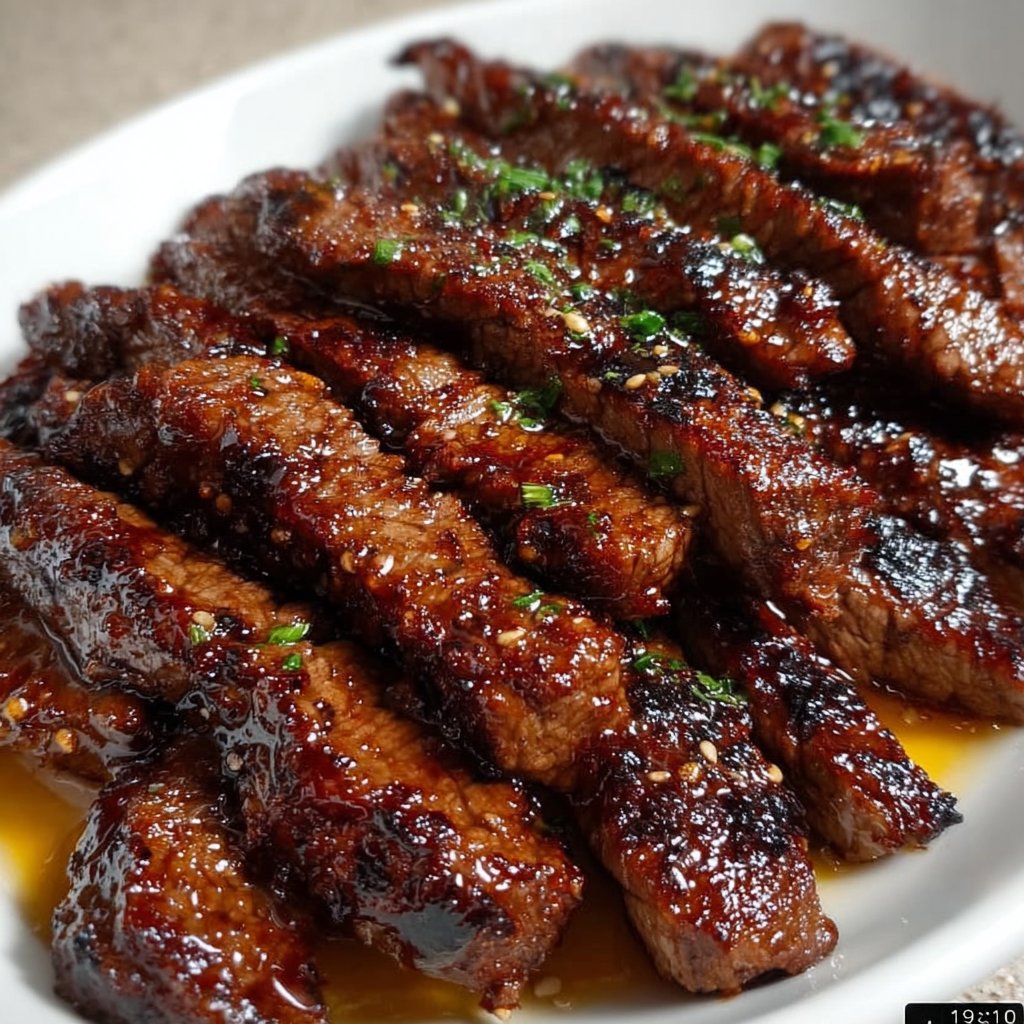 Grill Pan Honey Glazed Steak Strips
