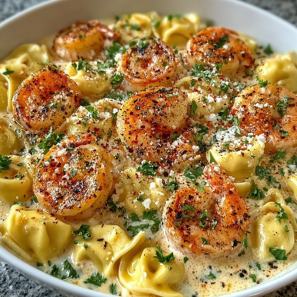 Shrimp Tortellini with Lemon Garlic Cream Sauce