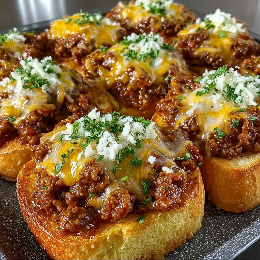 Cheesy Sloppy Joe Garlic Toast