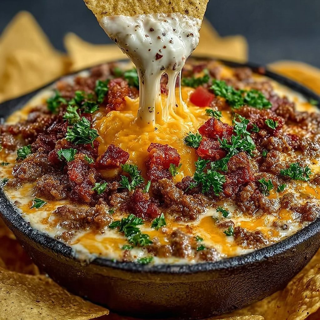 Bacon Cheeseburger Queso Dip