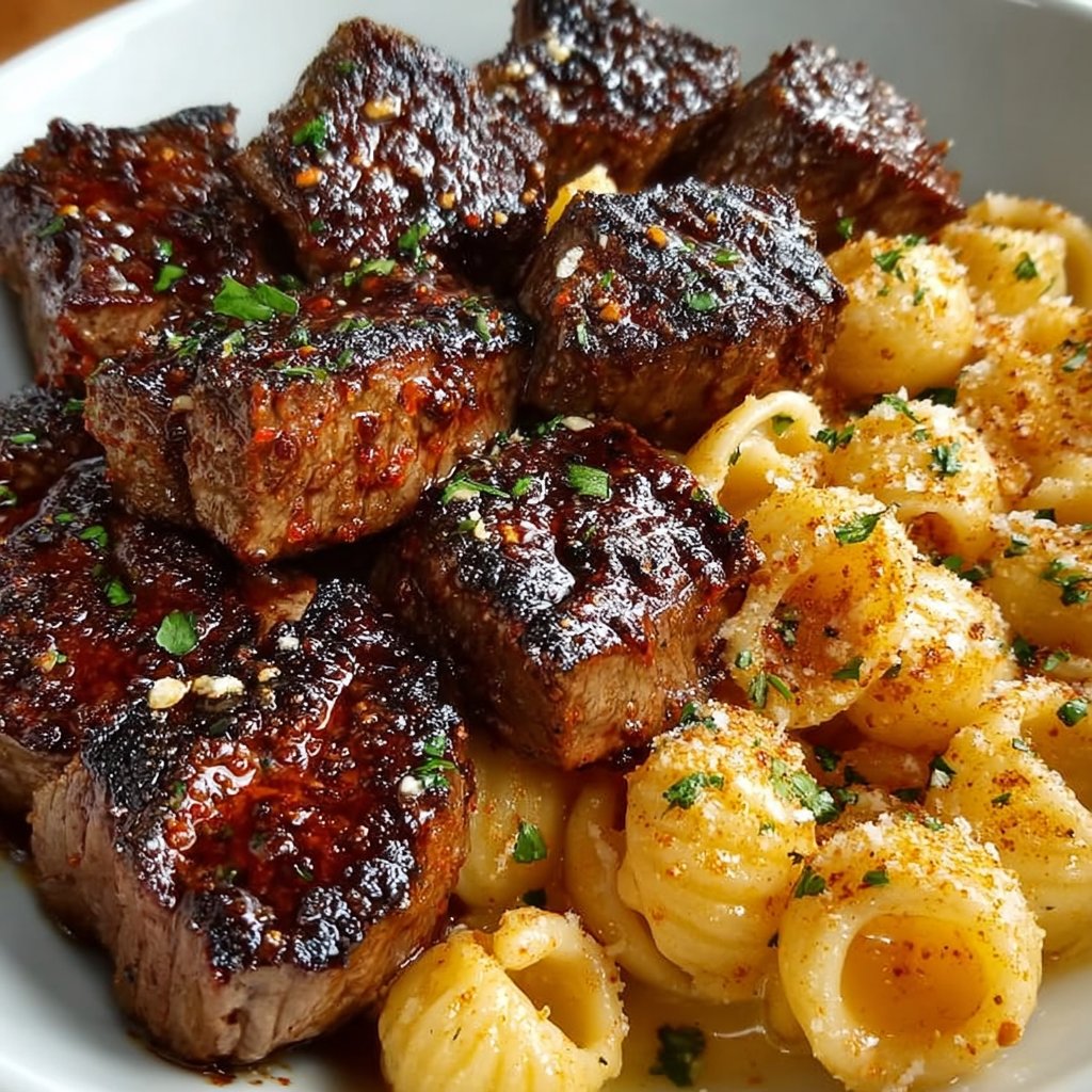 Garlic Butter Steak Bites with Chipotle Cheddar Shells