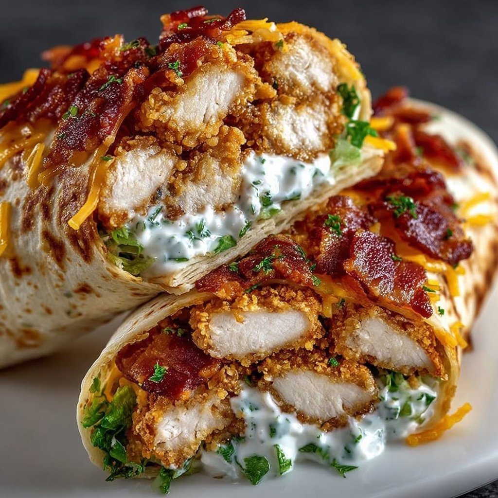 Homemade Crispy Bacon Ranch Chicken Wraps