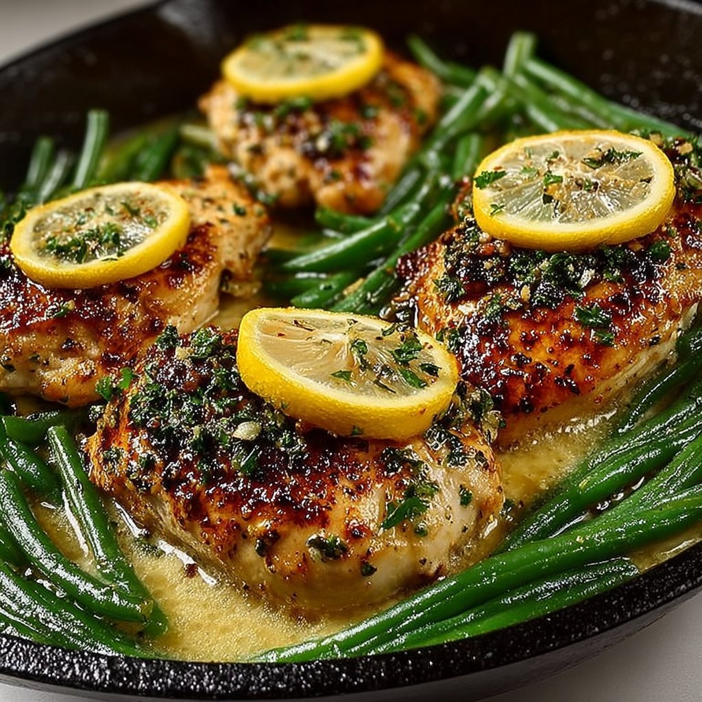 Lemon Garlic Butter Chicken and Green Beans Skillet