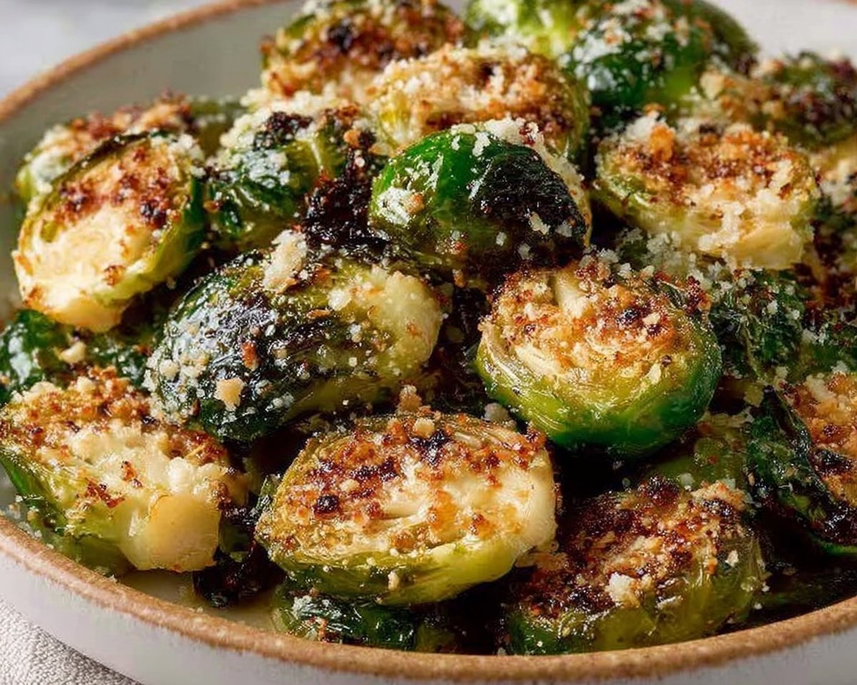 Garlic Parmesan Roasted Brussels Sprouts